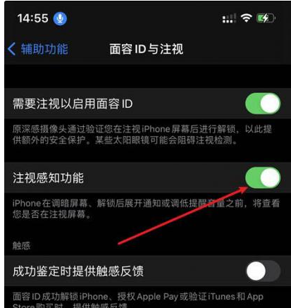 喜德苹果14维修网点分享iPhone14注视感知功能有什么用 